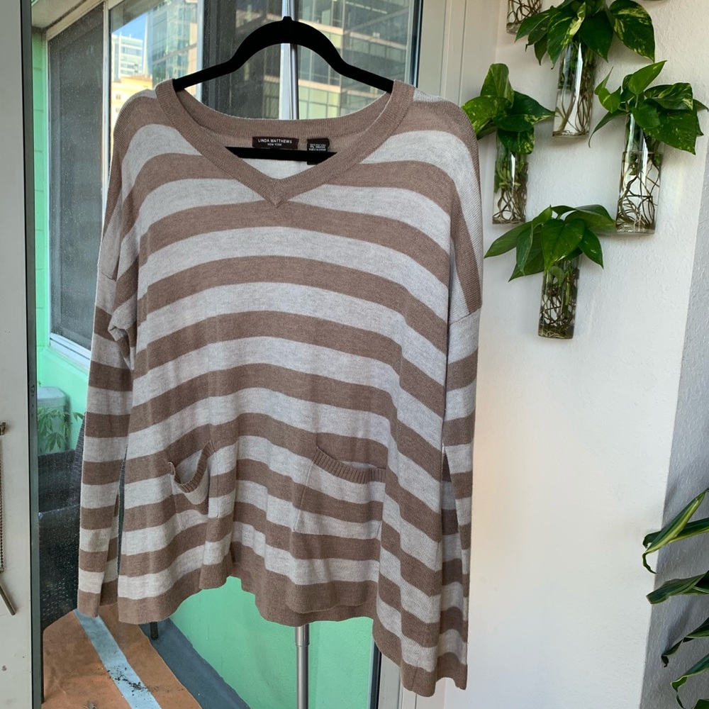 Striped v-neck sweater
